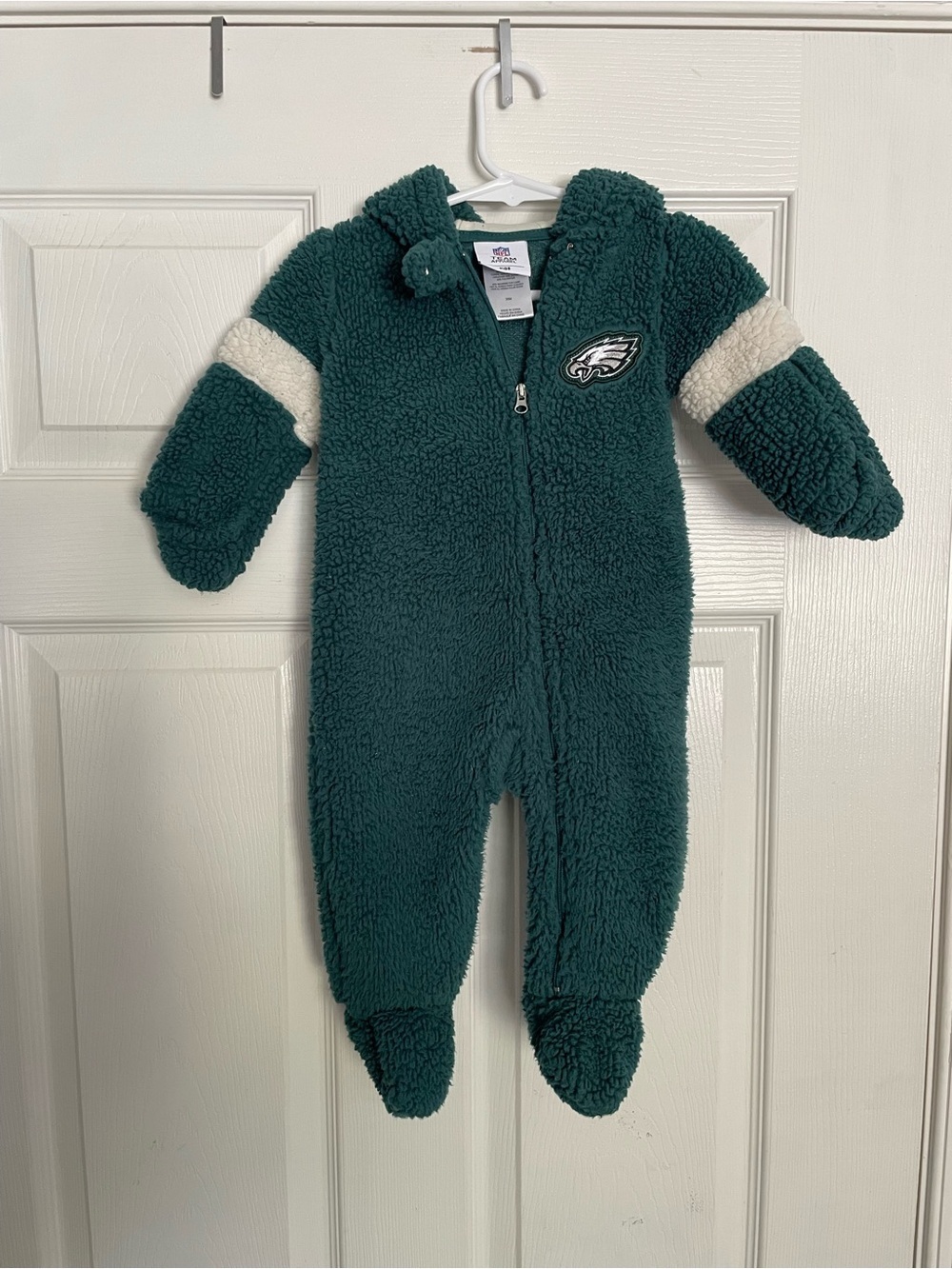 NFL Eagles 3-6 Months Green Sherpa Baby One-Piece Zip Up Footed One Piece